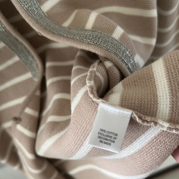 Banana Republic Beige and White Striped Cardigan Sweater sz Small - Picture 12 of 12